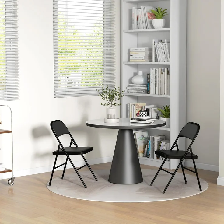 HOMCOM Klappstuhl gepolsterte klappbare Stühle, Indoor, mit Kissen (Gepolsterte klappbare Stühl, 1 St), für Büro, Rezeption, Wartezimmer, Party, Schwarz – Bild 8