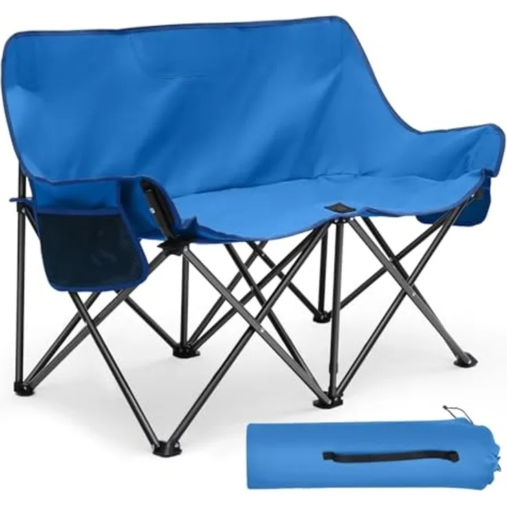 SUNULA Campingstuhl XXXXL Campingstuhl Faltbar 2 Sitzer Faltstuhl Camping Klappstuhl, Robust 2 Personen Klappstuhl für Outdoor, Balkon, Garten