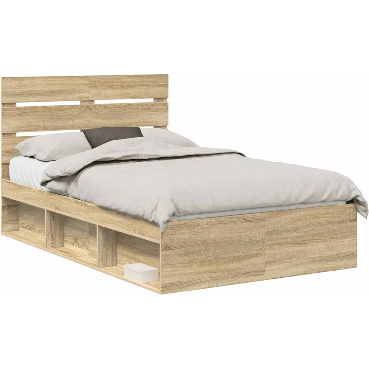 vidaXL Bettrahmen Sonoma 120 x 190 cm Massives Kiefernholz 3411770 – Bild 1