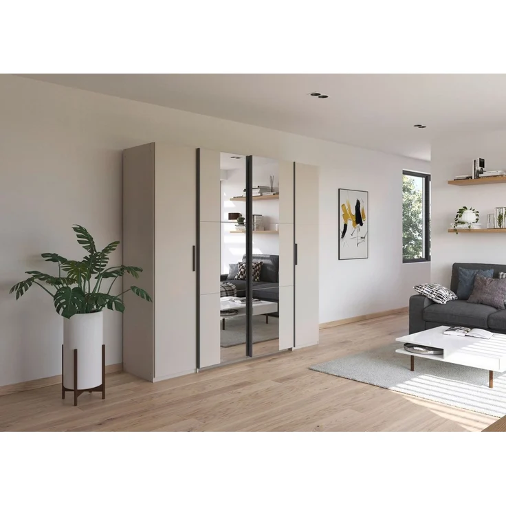 rauch Schwebetürenschrank Kleiderschrank Drehtürenschrank Schrank Garderobe KRONACH TOPSELLER (in 3 Ausstattungen BASIC/CLASSIC/PREMIUM, Breiten 225/268/311/354 cm) Kombischrank optional mit 1 oder 2 Spiegel viele Böden MADE IN GERMANY – Bild 1