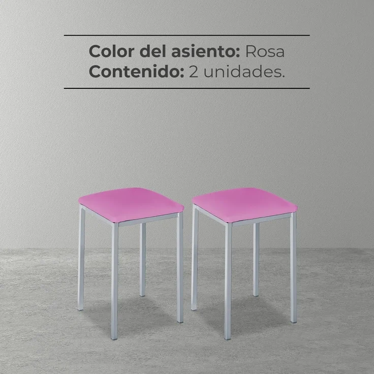 ASTIMESA Zwei Küchenhocker, quadratisch, Kunstleder, Rosa, Sitzhöhe 45 cm. – Bild 6