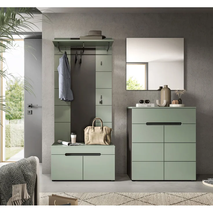 Garderobenkombination (B/H/T: 175x190x37 cm) in Smoke Green Nachbildung – Bild 6