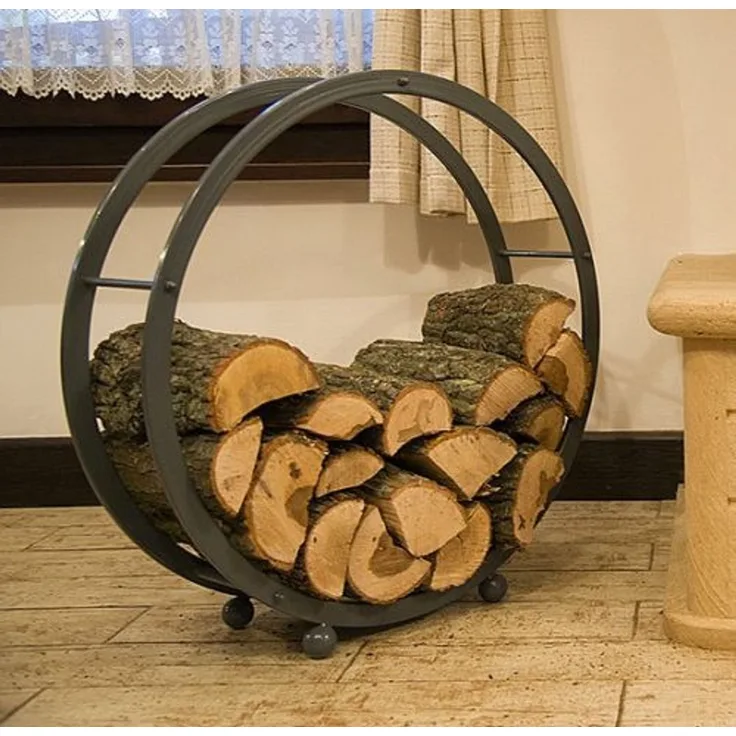 Kaminholzregal Kaminholzständer Rund D-70cm Grau 80004 Holzkorb Kaminholzhalter