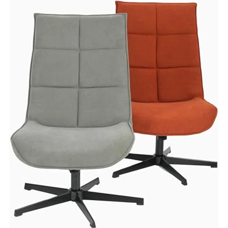 39F FURNITURE DREAM Moderner Drehsessel mit Sitzfläche aus Stoff mit Liegefunktion und Metallsockel, Grau, 63,5 x 85 x 93 cm – Bild 6