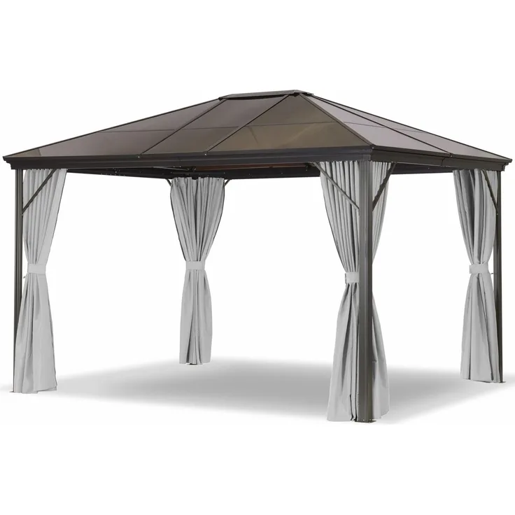 LECO 4er-Set Polyester-Seitenvorhänge lichtgrau für Profi-Pavillon 3,65x3 m