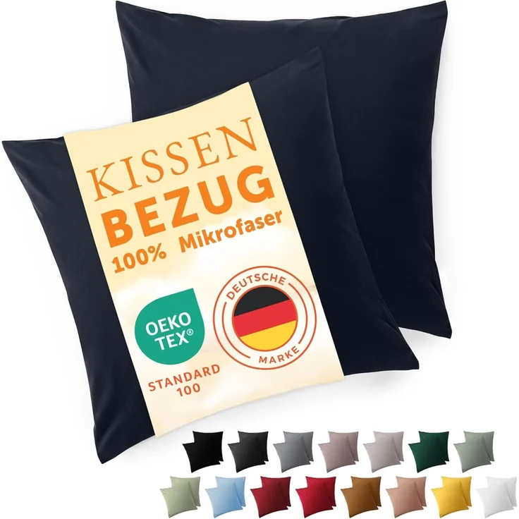 Blumtal Kissenbezüge aus gebürstetem Mikrofaser-Gewebe, (2 Stück), mit Reißverschluss oder Verschlusslasche