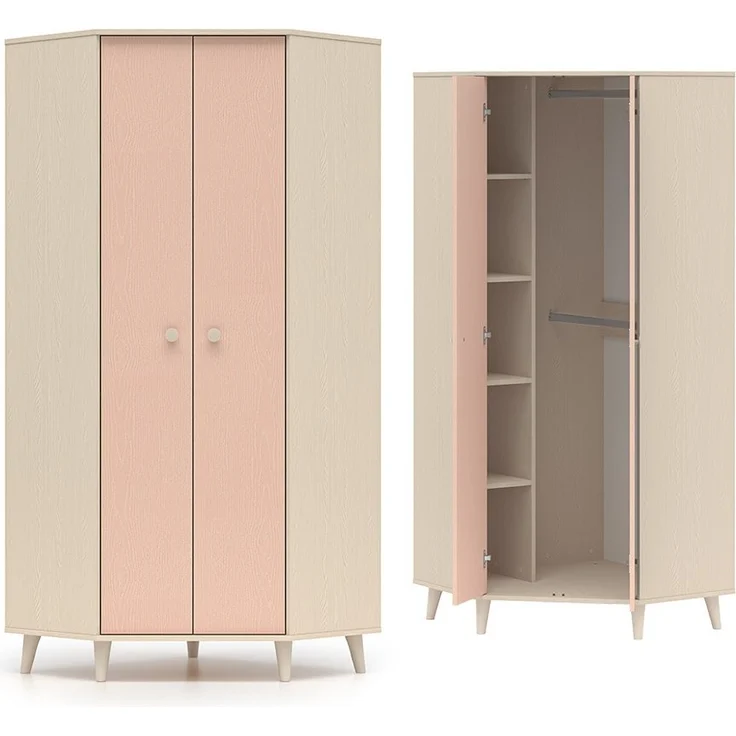 Lomadox Jugendzimmer-Set MODICA-131, (Sparset, 3-tlg, Eckschrank Bücherregal Regal), in sandbeige mit rosa, Softclose, fühlbare Oberfläche – Bild 3
