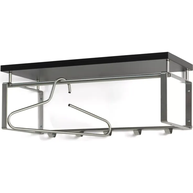 Garderobe Wandgarderobe Rex 3 in Nickeloptik, Hutablage in Schwarz