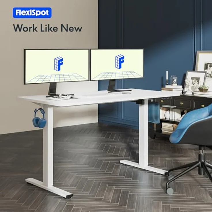 FLEXISPOT Höhenverstellbarer Schreibtisch Basic Plus 100x60 cm mit Haken und Memory-Handsteuerung-Sitz-Stehpult für Büro & Home-Office (Schwarz) – Bild 3