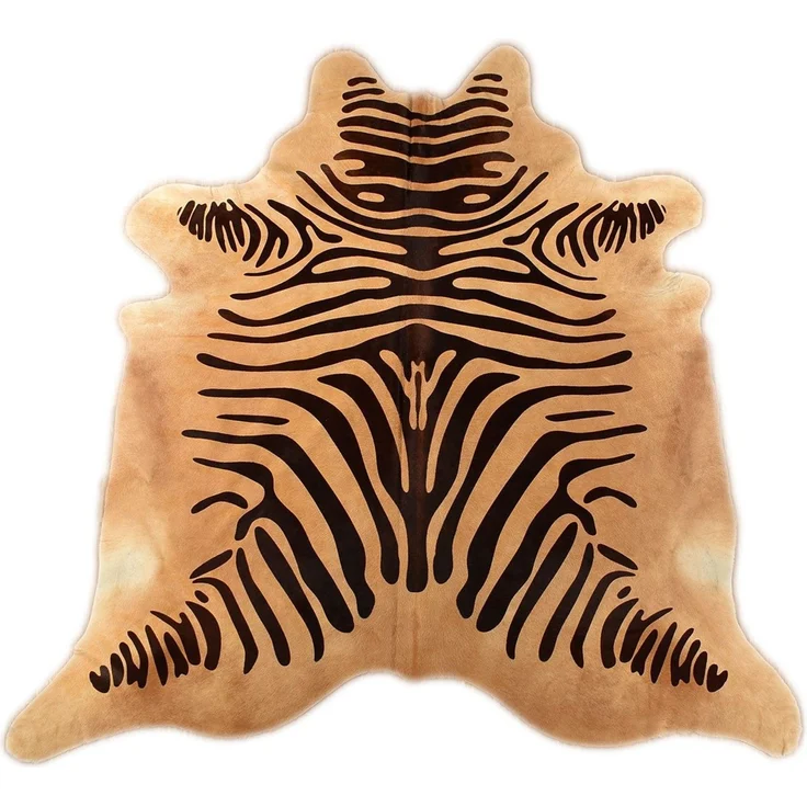 KUHFELL online & NOMAD Fellteppich Kuhfell creme weiß mit Zebra Print Rinder Fell Teppich – Bild 2