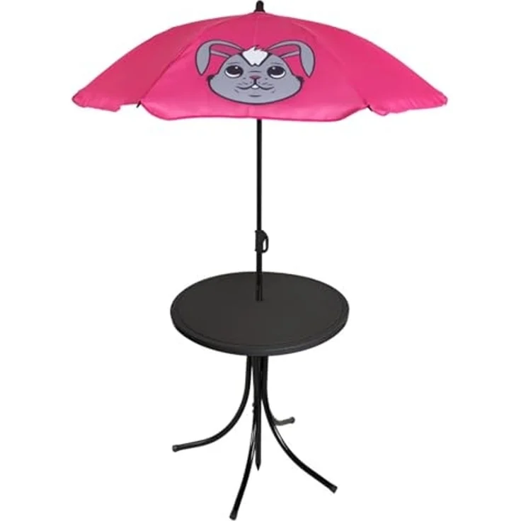 Mojawo Essgruppe 4tlg Kinder Campingmöbel Set Hase Campingstuhl Tisch Sonnenschirm – Bild 3