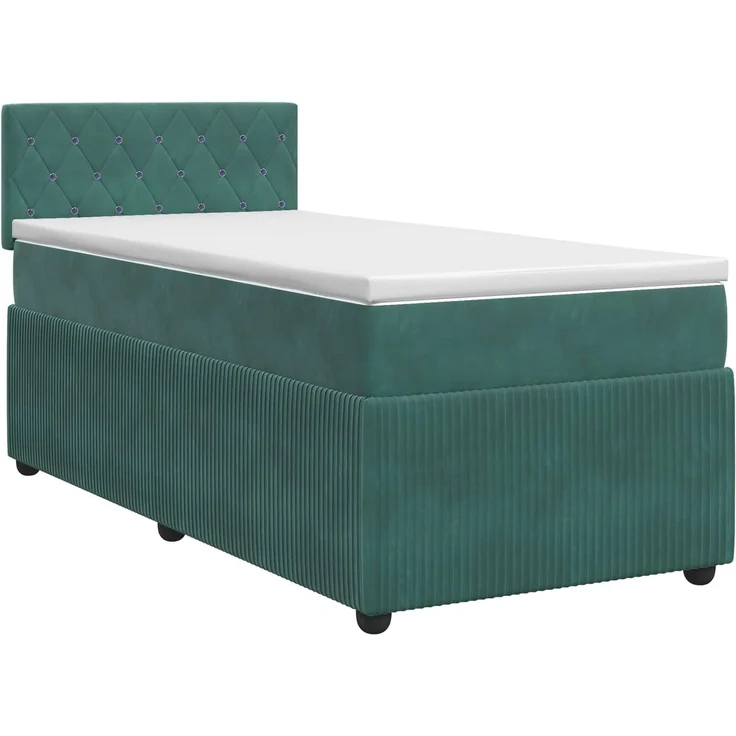 vidaXL Boxspringbett mit Matratze Dunkelgrün 90 x 200 cm Samt 3451598 – Bild 2