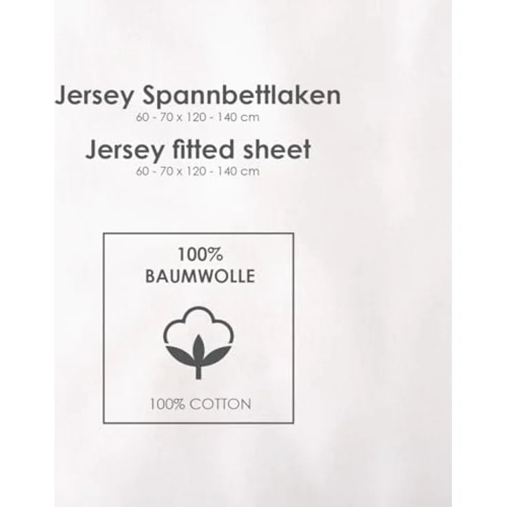 Herding babybest Jersey Spannbettlaken, ca. 60-70x120-140 cm, 100% Baumwolle/Jersey, grau – Bild 2