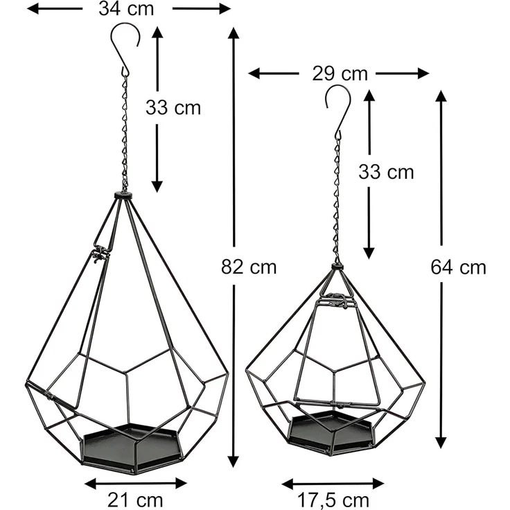 DanDiBo Blumenampel Innen Metall Wand Hängepflanzen 64 cm & 82 cm 96075 2er Set mit Tür 6 Ecken Pflanzenhänger Blumenhänger Topfhänger Blumen Blumentopfhänger Hängetopf – Bild 2