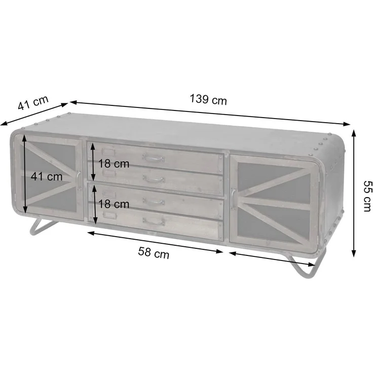 Wohnzimmer-Set HWC-F91, TV-Rack Kommode Highboard Hochschrank, Industrial Tanne Holz Metall, braun-schwarz – Bild 3