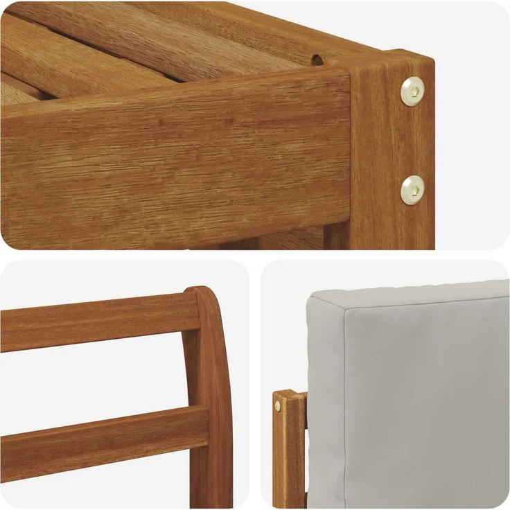 vidaXL Outdoor-Sofagarnitur 5 stk. 5-Sitzer Natur und Hellgrau 3374651 – Bild 5