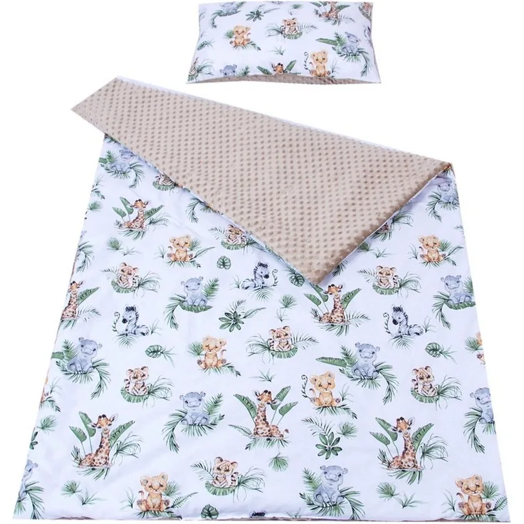 Kinderdecke BABYLUX Kuscheldecke 100 x 150 cm Babydecke Kinderdecke MINKY XXL, BabyLux, 124. Africa_Tiere mit Kissen