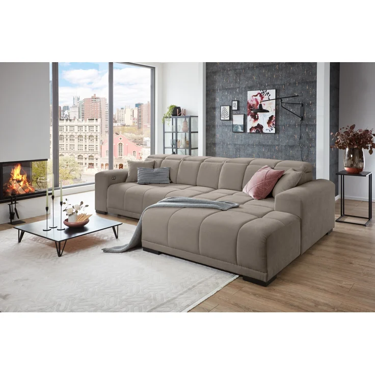 Wohnlandschaft >Puppet< Kopfteilverstellung, Sitzverstellung, taupe - 301x113x195cm (BxHxT) – Bild 2