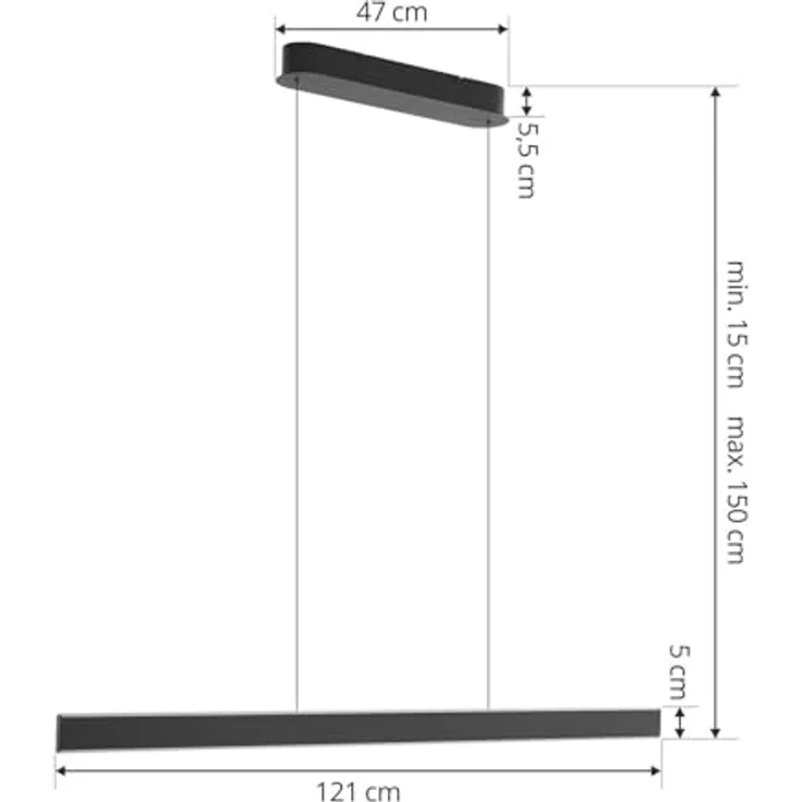 LUCANDE LED-Hängeleuchte Philine, 121 cm, dimmbar in drei Stufen, schwarz Eisen – Bild 4