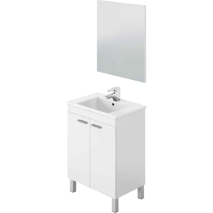 Badezimmer-Set >LC1-60< in weiß glänzend / Spiegel - 60x80x45 (BxHxT) – Bild 5