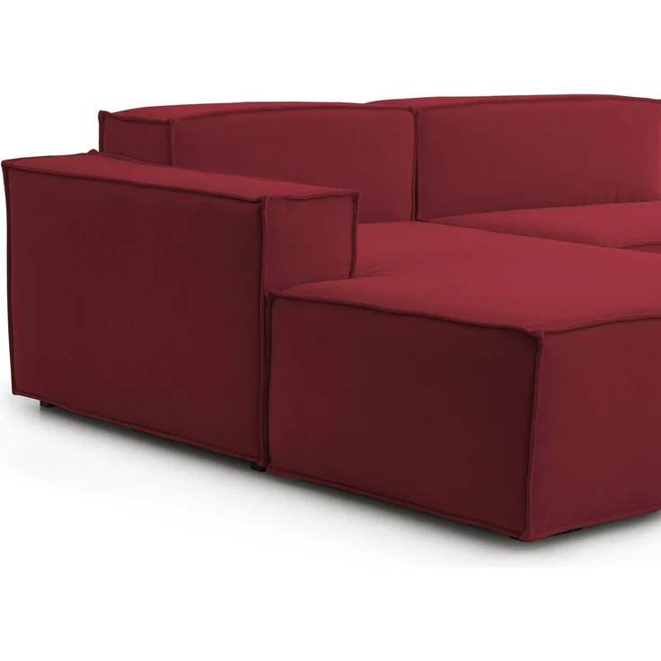 Dmora Sofa mit Halbinsel Assurte, modulares Sofa mit linker Chaiselongue, modernes Stoffsofa, 100 % Made in Italy, 240 x 170 x 70 cm, Rot – Bild 4