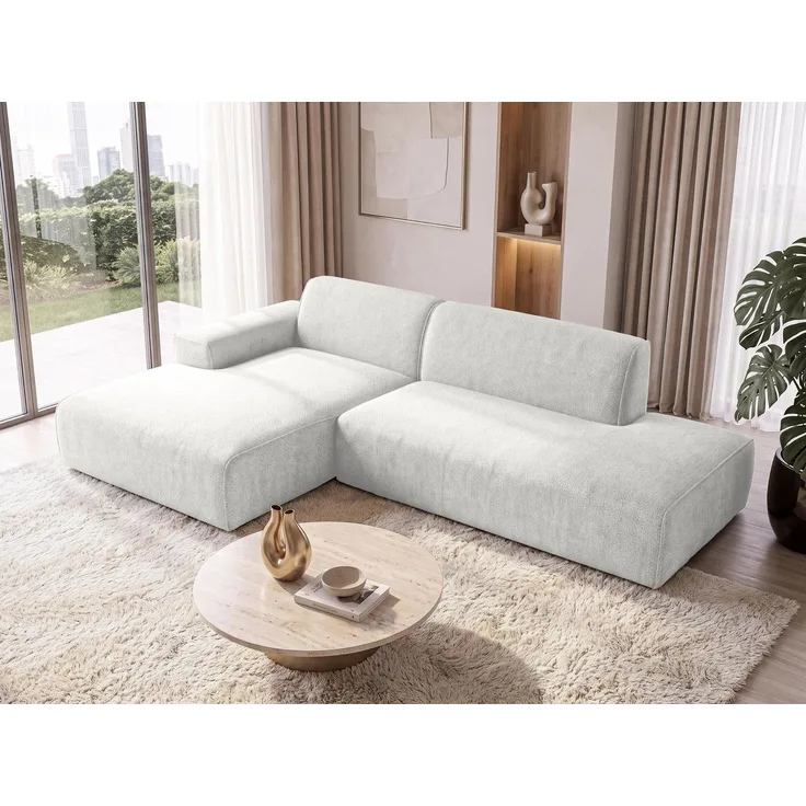 AX LIVING Ecksofa Modern Didim Duo 284 cm Weiß Chenille Eckcouch L