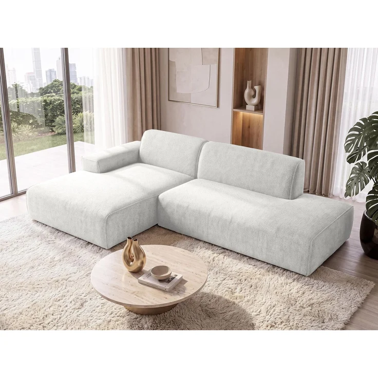 AX LIVING Ecksofa Modern Didim Duo 284 cm Weiß Chenille Eckcouch L – Bild 1