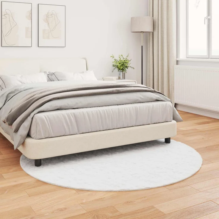 vidaXL Rutschfester Kunstfellteppich Olite Weiß Ø 160 cm Polyester 42021626 – Bild 3