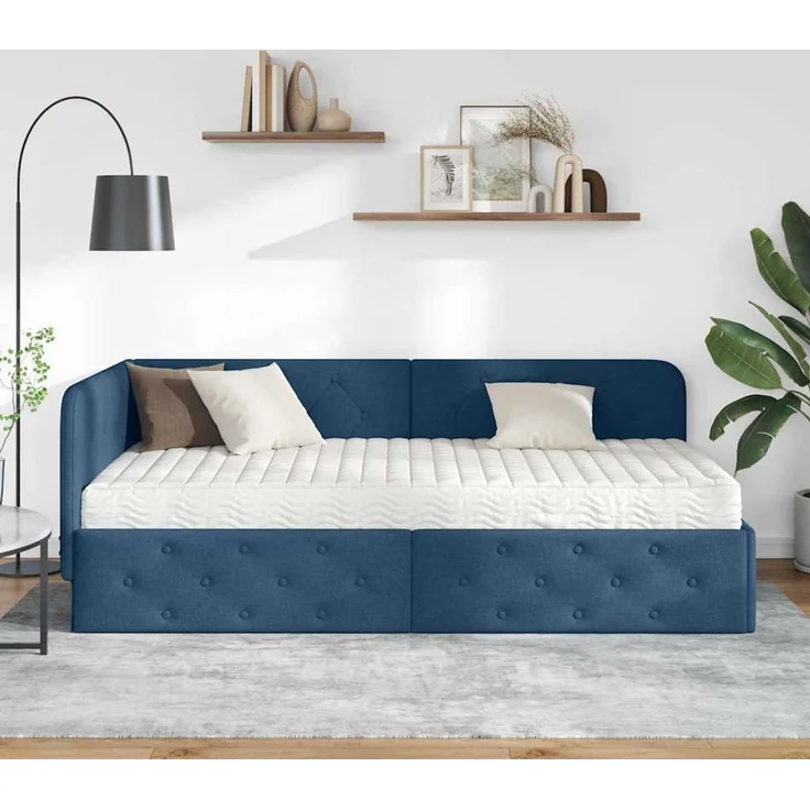 vidaXL Eckbettgestell Blau 90 x 190 cm Stoff 3394044 – Bild 3