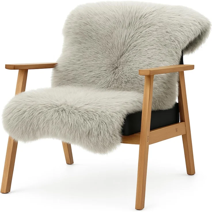 KARAT Lammfell echt - Dark Beige Flauschige Stuhlkissen Schaffell Deko Teppich für Wohzimmer & Kinderzimmer, Sitzauflage, Dekofell, mit Lederrücken 90x60 cm (Audrey) – Bild 1