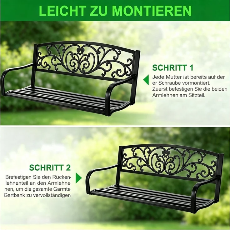 LEADZM Gartenlounge-Bank Gartenbank, Eisenbank – Bild 2