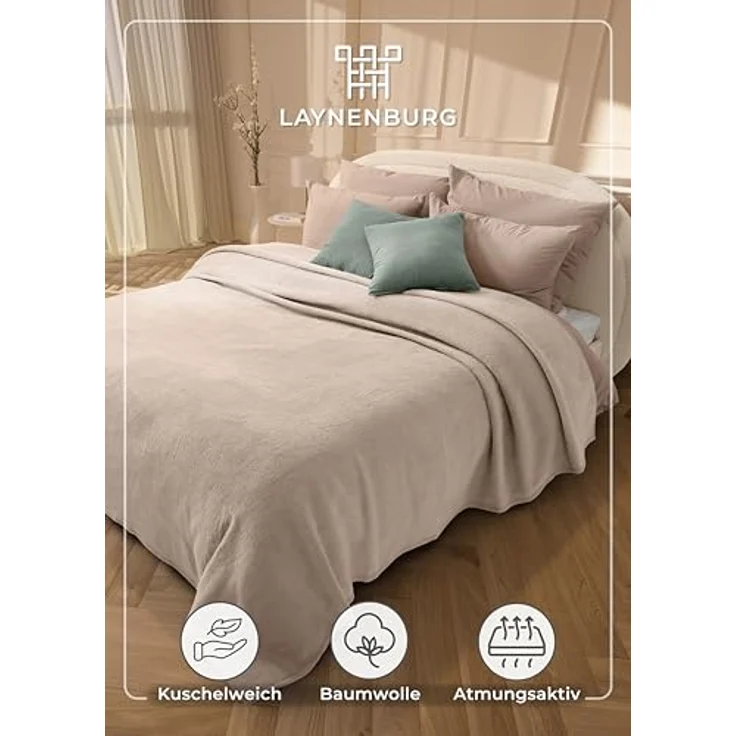 Wohndecke Wohndecke aus Baumwolle - Kuscheldecke, Baumwolldecke -, Laynenburg, Decke als Sofa-decke, Couchdecke, Wolldecke aus Baumwollmix – Bild 3
