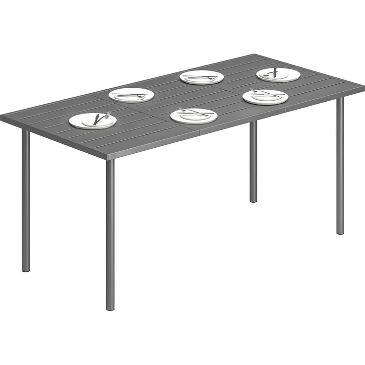 Gartentisch für 6 Personen, 165 x 80 cm, rechteckiger Esstisch für den Außenbereich mit Tischplatte aus Metalllatten – Bild 1