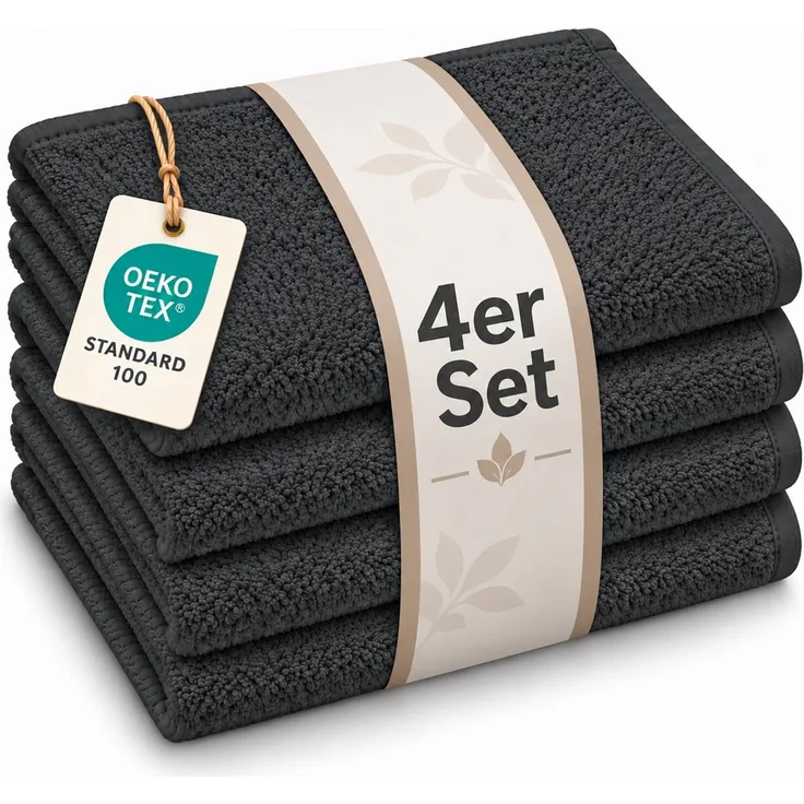 Seiftuch 4er Set 30 x 30 cm Schwarz