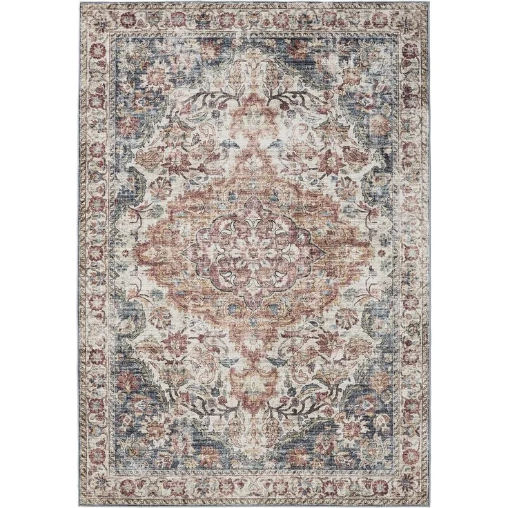 Interiyou Teppich Gent, Rechteckig, Höhe: 5 mm, Vintage Kurzflor für Wohnzimmer, Schlafzimmer, waschbar, pflegeleicht