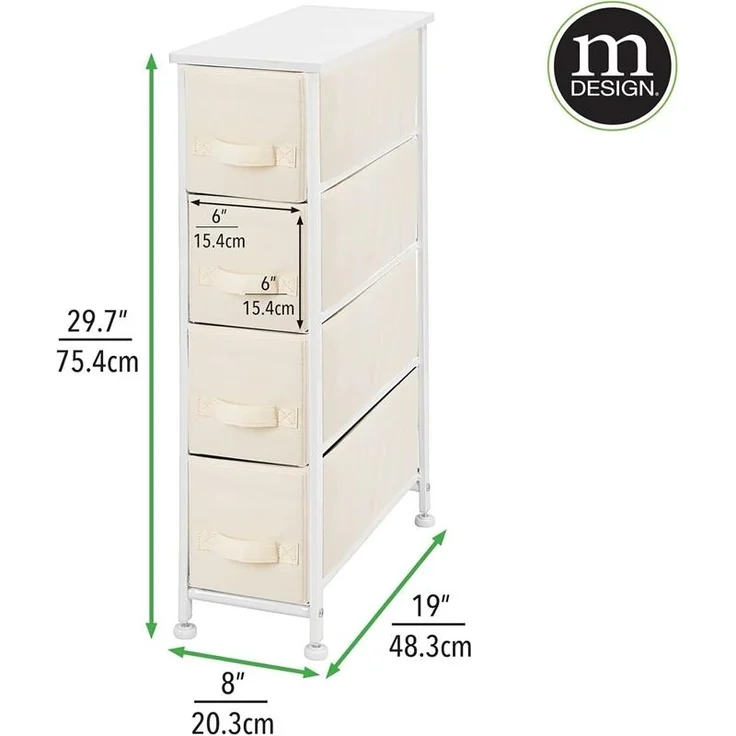 Stoffkommode Schrank Organizer 4 Fächer Aufbewahrungssystem mDesign creme/weiß – Bild 2