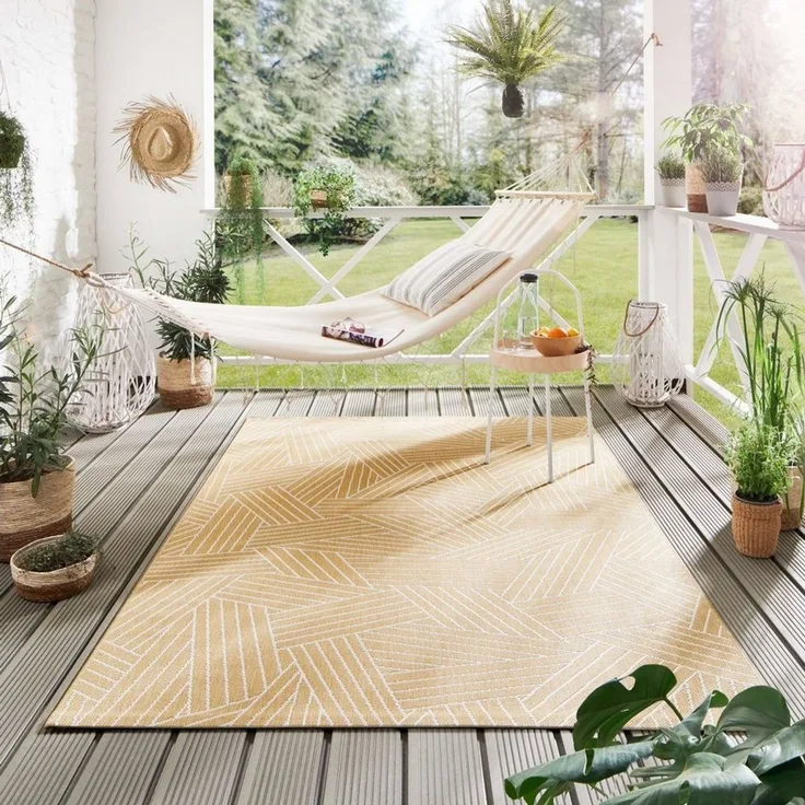 In- und Outdoorteppich Öland - Kristall, Farbe: Senf Beige, Größe: 200x290 cm