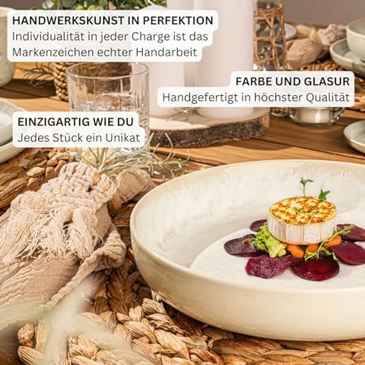 Sänger Geschirrset Key West, Tafelservice (24 Stück), creme mit sandiger Maserung, kratzfest und erweiterbar – Bild 5