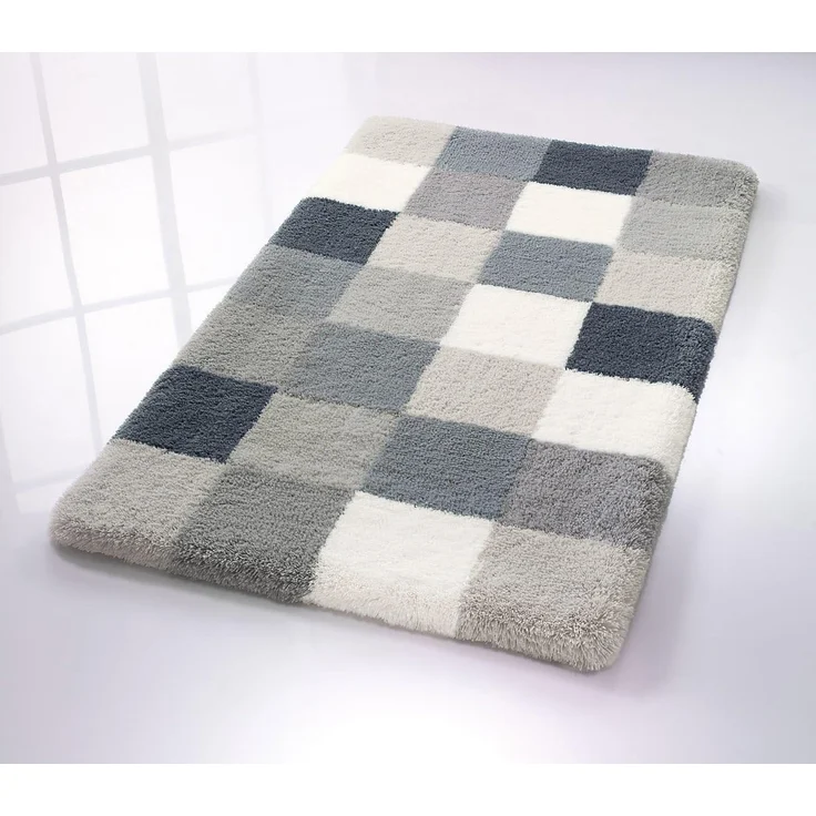 Kleine Wolke Badematte Caro, Höhe 25 mm, rutschhemmend beschichtet, fußbodenheizungsgeeignet, Kunstfaser, rechteckig, Badteppich, modernes Karo-Muster, Pastell-Farben, waschbar – Bild 2