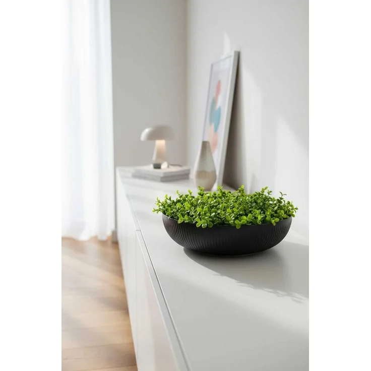 VIVANNO Pflanzschale Fiberglas PLANA Schale - Skandianthrazit Geriffelt (1 St), 34x9 cm – Bild 2