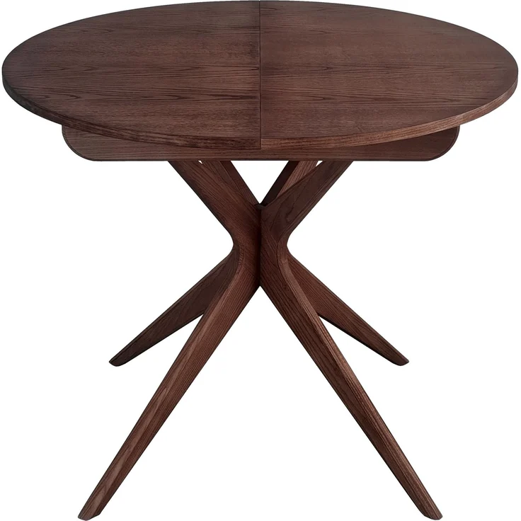 Ragaba Runder ausziehbarer Esstisch Ø 90 cm Esche & MDF Eschenholzfurnier Walnussbeize – Bild 1