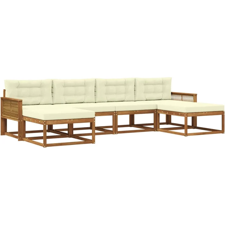 vidaXL Outdoor-Sofagarnitur 6 stk. 6-Sitzer Natur und Creme 3382788 – Bild 2