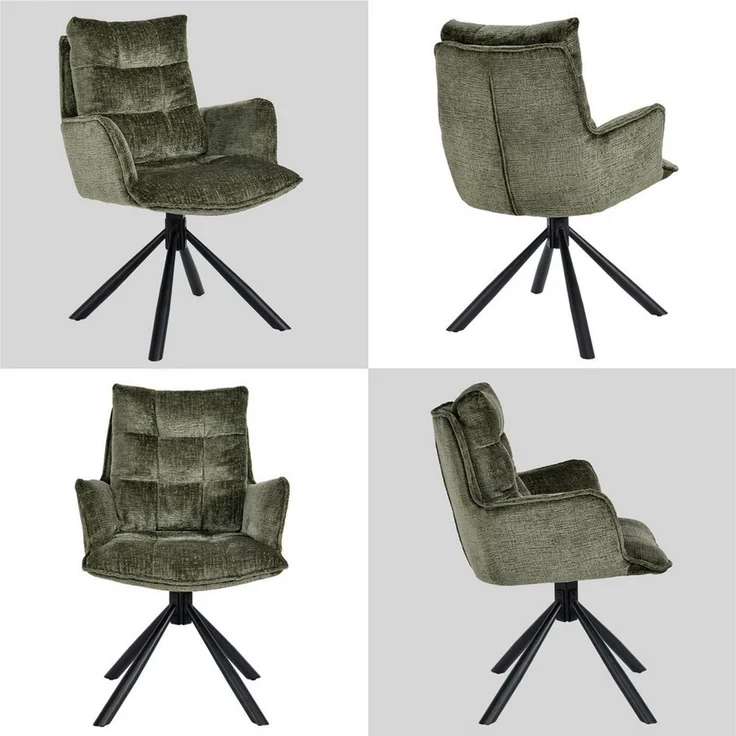Duhome Esszimmerstuhl (8610A), 360° drehbar, Automatische Rückstellfunktion, Chenille-Stoff – Bild 2