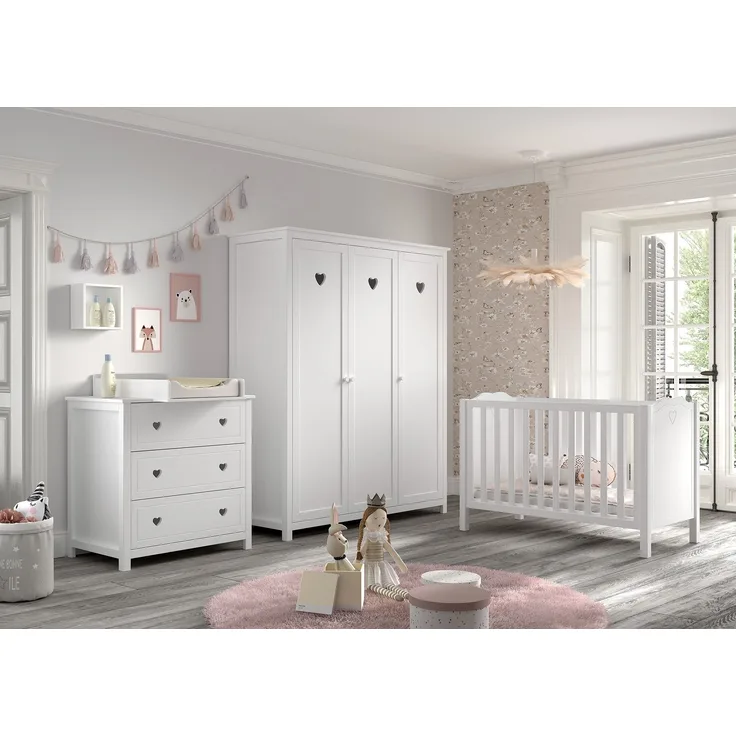 Babymöbel-Set >Amori< (4-teilig) in Weiß, Holzwerkstoff