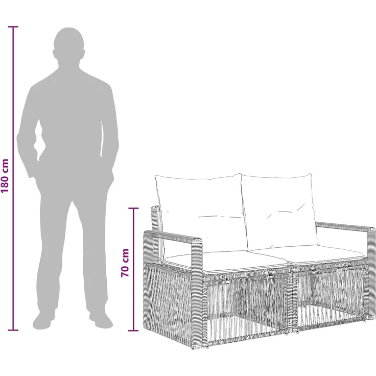 vidaXL Gartensofa-set 9 pcs Grau Poly-Rattan 3435734 – Bild 9