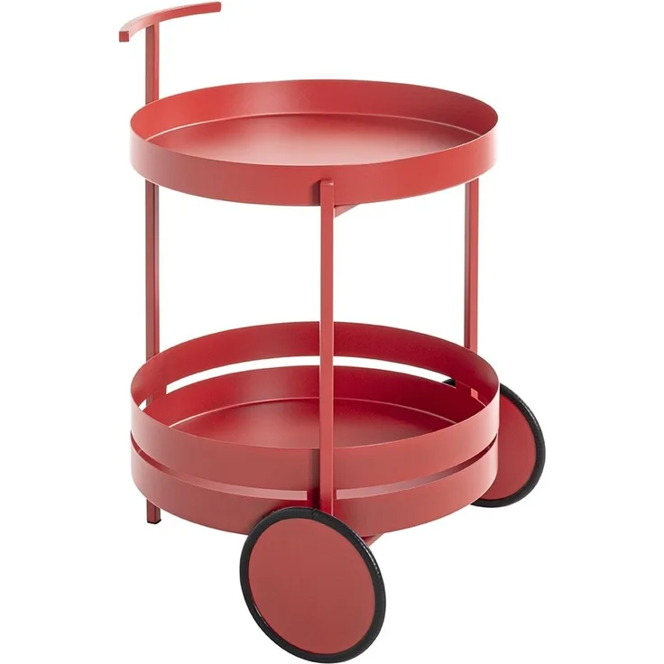 Servierwagen >37482< in Korallenrot, Metall - 62x42cm (HxD)