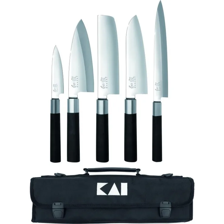 Kai Wasabi Black Messertasche mit 5 Messer, Messeraufbewahrung, Messeretui, DM-0781JP67