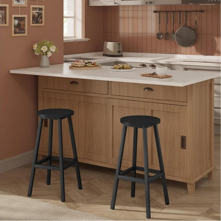 Klihome Barhocker (2 St), Barstühle mit Fußstütze, für Bar Kücheninsel Esszimmer – Bild 3