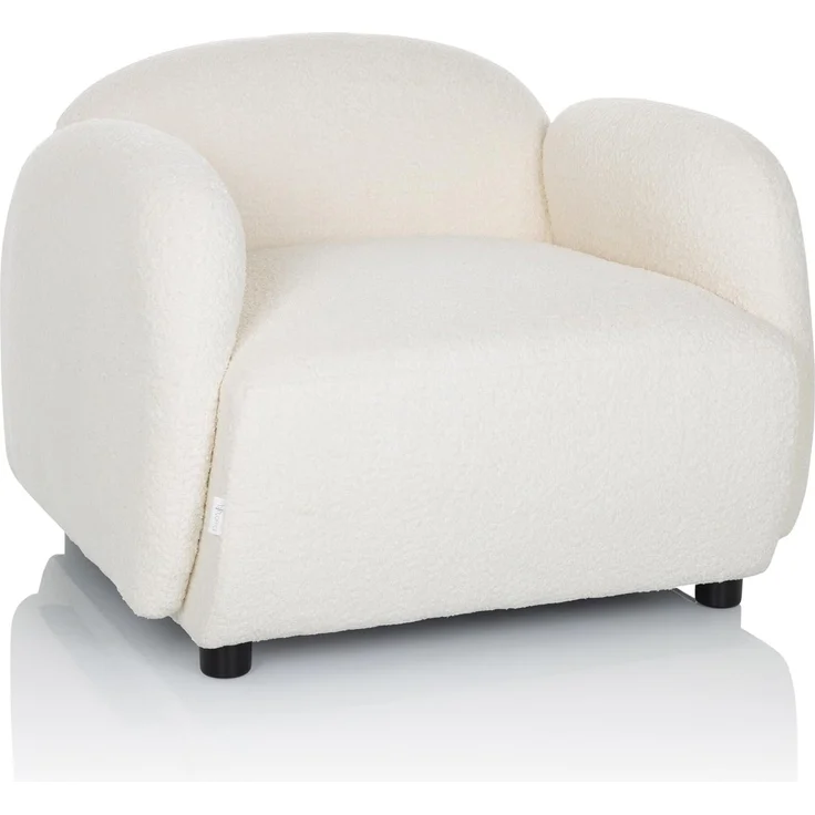 hjh LIVING Polstersessel mit Armlehnen VERDUNA Teddy-Stoff, Bequem gepolsterter Loungesessel Relaxsessel, für Wohnzimmer Schlafzimmer, Weiß – Bild 1