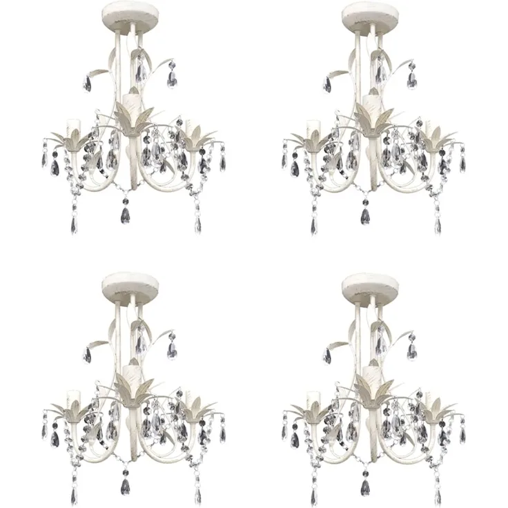 vidaXL Kristall-Deckenleuchte Kronleuchter 4 Stk. Elegantes Weiß 278739